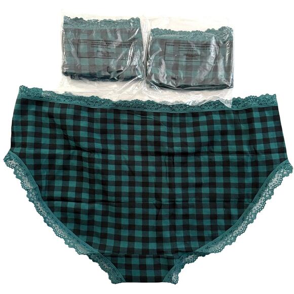 Jenni Intimates Lot 3pcs Hipster Cotton Panties - Buffalo Plaid - Plus Size 3X - Picture 2 of 6
